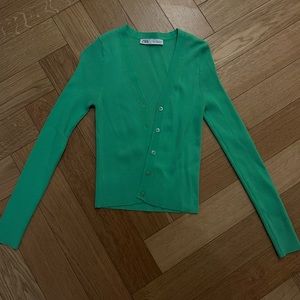 Zara knit cardigan in bright green